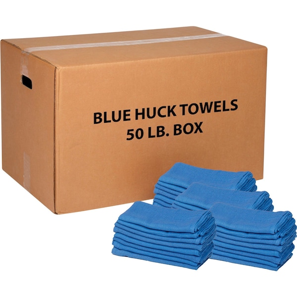 Global Industrial 50 Lb. Box 100 Cotton Huck Towels, Blue 670232 Zoro